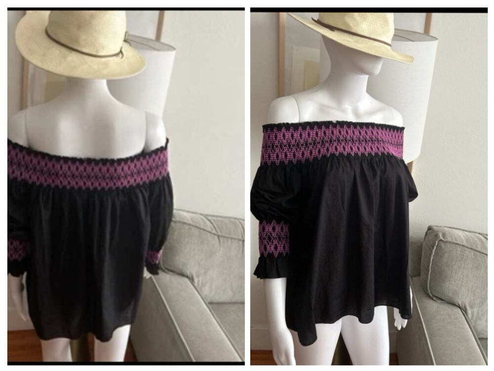 Maje Smocked Off The Shoulder Blouse Cottage Eurosummer